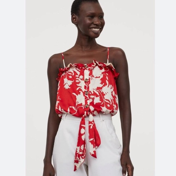 Johanna Ortiz x H&M Floral Red Strappy Top - Picture 1 of 5
